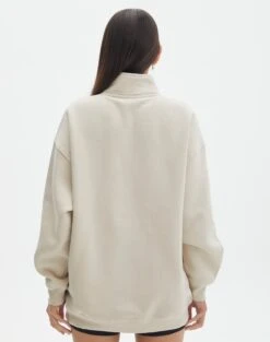 Oversized Embroidered Quarter Zip Sweater -Style Fashion Fit olivia oversized quarter zip coloradowhat the shell back tl97172oemb