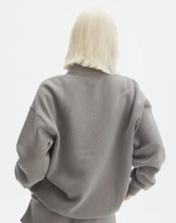 Oversized Embroidered Quarter Zip Sweater -Style Fashion Fit olivia oversized quarter zip portland gunsmoke back tl97172oemb