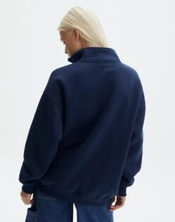 Oversized Embroidered Quarter Zip Sweater -Style Fashion Fit olivia oversized quarter zip portlandnaughtical back tl97172oemb