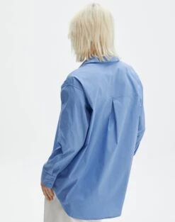 Oversized Cotton Shirt -Style Fashion Fit ollie poplin oversized shirt cowboy blues back bl48432pop