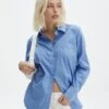 Oversized Cotton Shirt -Style Fashion Fit ollie poplin oversized shirt cowboy blues front bl48432pop 2