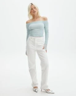Ruched Mesh Off The Shoulder Top -Style Fashion Fit oreo off the shoulder top mist me full tl124256rmsh