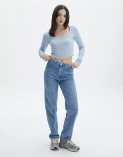 Cotton Scoop Neck Long Sleeve Top -Style Fashion Fit p wylie wide rib scoop icecap full tl53892prib