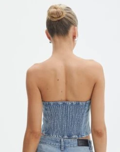 Denim Panelled Strapless Corset -Style Fashion Fit pancake panelled corset riley vintage wash back bv132499rdnm