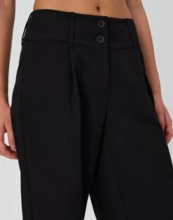Double Button Tailored Pant -Style Fashion Fit penny button suit pant black imageback pw91835pln