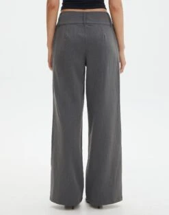 Double Button Tailored Pant -Style Fashion Fit penny button suit pant charcoal back pw91835pln