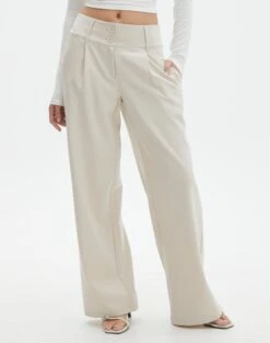 Double Button Tailored Pant -Style Fashion Fit penny button suit pant what the shell full pw91835pln