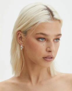 V Front Bias Cut Maxi Dress -Style Fashion Fit plated tasha thick huggie hoops silver front je101457ear 5