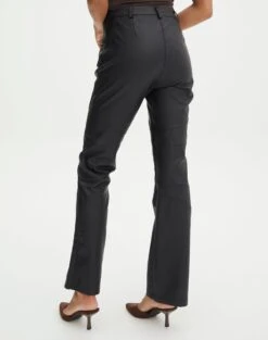Stitch Detail Faux Leather Pant -Style Fashion Fit polly pu pant black back pw106535pu