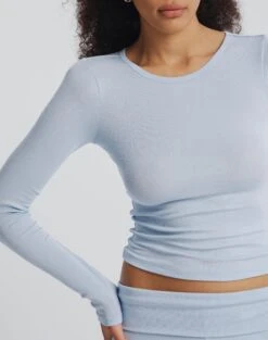 Luxe Lounge Modal Ribbed Long Sleeve Top -Style Fashion Fit pop basic longsleeve blue melody imageback tl93055mod