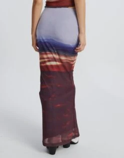 Print Mesh Maxi Skirt -Style Fashion Fit r co drey mesh maxi skirt firey skies back sl52001rprt