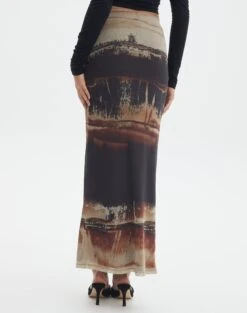 Print Mesh Maxi Skirt -Style Fashion Fit r co drey mesh maxi skirt sandy tie dye back sl52001rprt