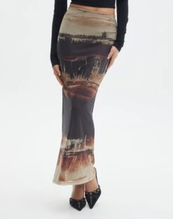 Print Mesh Maxi Skirt -Style Fashion Fit r co drey mesh maxi skirt sandy tie dye full sl52001rprt