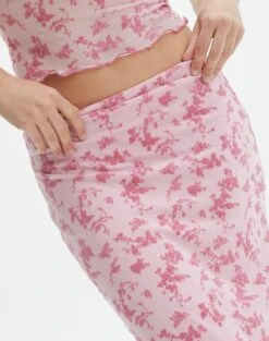 Floral Mesh Lettuce Trim Midi Skirt -Style Fashion Fit r co sabrina burnout mesh maxi baby doll burnout imageback sl53303rbo