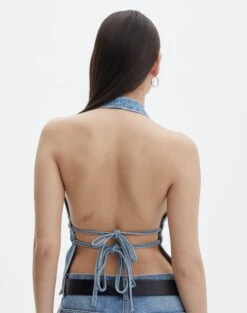 Denim Halter Top -Style Fashion Fit r dane apron blouse riley vintage wash back bv108528rdnm