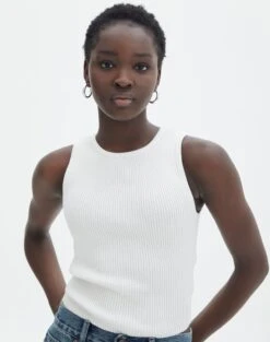 Rib Knit Tank -Style Fashion Fit r guy cropped knit white front kv55139rrib