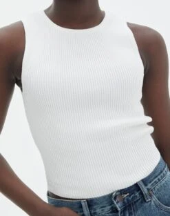 Rib Knit Tank -Style Fashion Fit r guy cropped knit white imageback kv55139rrib