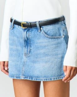 Low Rise Denim Mini Skirt -Style Fashion Fit r leni low rise hemmed mini skirt riley vintage wash imageback ss55069rden