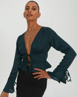 Mesh Frill Split Tie Front Blouse -Style Fashion Fit r leo longsleeve ivy league front bl102025rwas 1