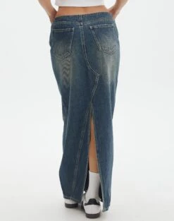 Denim Maxi Skirt -Style Fashion Fit r lisbon denim maxi skirt coyote blue back sl119702rdnm