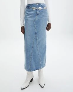 Denim Maxi Skirt -Style Fashion Fit r lisbon denim maxi skirt riley vintage wash full sl119702rdnm