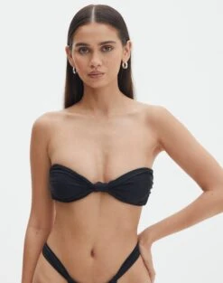 Mid Coverage Bikini Bottom -Style Fashion Fit r nello knot front bandeau top black front ga55566rpln 1