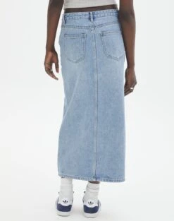 Denim Midi Front Split Skirt -Style Fashion Fit r rita denim midi hemmed skirt riley vintage wash back sl55242rden
