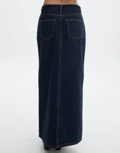 Split Front Denim Midi Skirt 40 Split Front Denim Midi Skirt -Style Fashion Fit r roah denim maxi skirt last rodeo indigo back sl118486rdnm