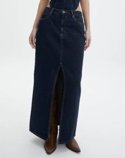 Split Front Denim Midi Skirt 39 Split Front Denim Midi Skirt -Style Fashion Fit r roah denim maxi skirt last rodeo indigo full sl118486rdnm