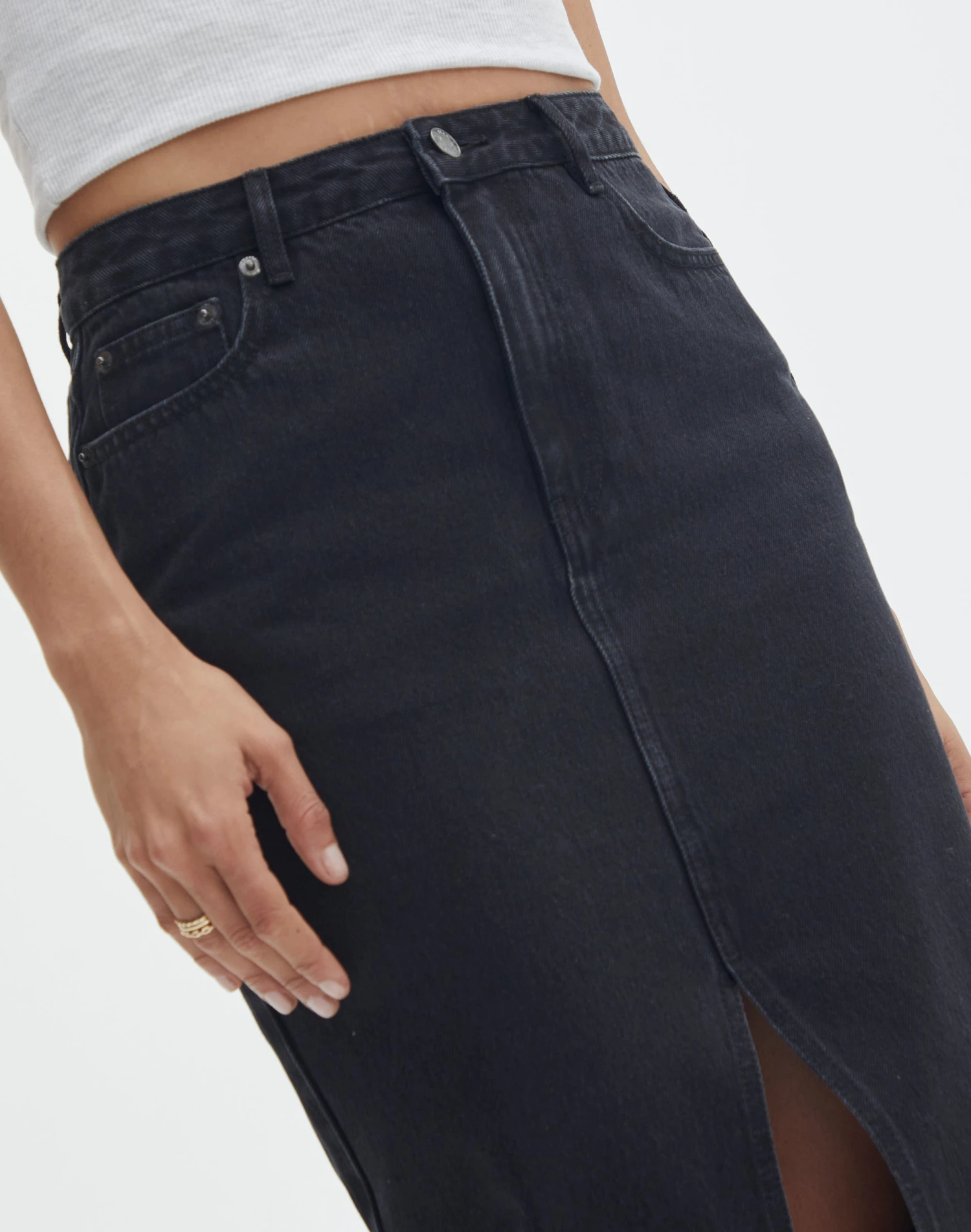 Split Front Denim Midi Skirt 17 Split Front Denim Midi Skirt - Image 15