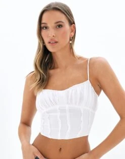 Foldover Zip Tube Top -Style Fashion Fit r ruby ruched blouse white front bv91103rchi