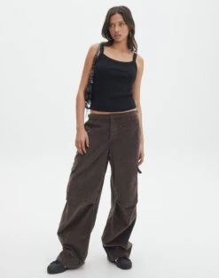Mid Rise Cord Cargo Pant -Style Fashion Fit r saffie mid rise cargo pant irish coffee front pw78180rcor