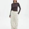 Mid Rise Cord Cargo Pant -Style Fashion Fit r saffie mid rise cargo pant tofu front pw78180rcor