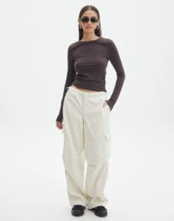 Mid Rise Cord Cargo Pant