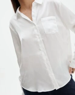 Pocket Satin Long Sleeve Shirt -Style Fashion Fit r scout satin shirt milk imageback bl106816rsat