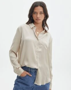 Pocket Satin Long Sleeve Shirt -Style Fashion Fit r scout satin shirt what the shell front bl106816rsat 1