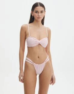 Balconette Thick Strap Tie Back Bikini Top -Style Fashion Fit r sloanne split ruched bikini brief fairy floss front ga136181rpln 2