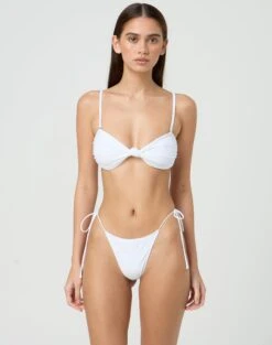 Broderie Trim Thong Bikini Bottom -Style Fashion Fit r tamsin thin tie side thong bikini brief white front ga71259rpln 4