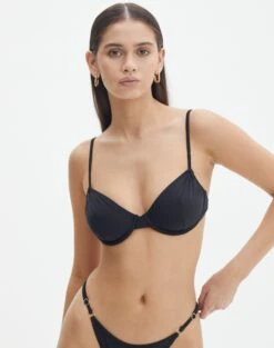 Thong Bikini Bottom -Style Fashion Fit reef balconette top black front ga52510rpln 3