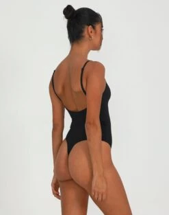 Supersoft Ruched Front Bodysuit -Style Fashion Fit releve ruche front bodysuit black back tb104638pch