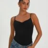 Supersoft Ruched Front Bodysuit -Style Fashion Fit releve ruche front bodysuit black front tb104638pch