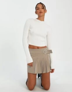 Belted High Waist Pleated Mini Skirt -Style Fashion Fit riggs cargo pleated mini skirt on the rocks detail ss92078ben