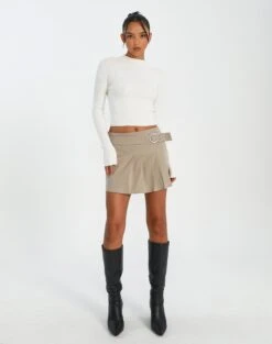 Foldover Off Shoulder Long Sleeve Top 27 Foldover Off Shoulder Long Sleeve Top -Style Fashion Fit riggs cargo pleated mini skirt on the rocks front ss92078ben