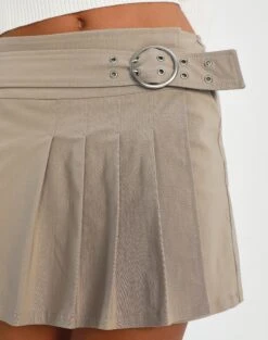 Belted High Waist Pleated Mini Skirt -Style Fashion Fit riggs cargo pleated mini skirt on the rocks imageback ss92078ben