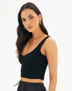 Sweetheart Ruched Cropped Tank -Style Fashion Fit roddi ruched tank black detail kv63199rib