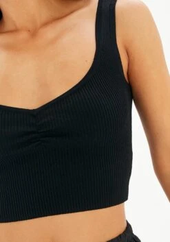Sweetheart Ruched Cropped Tank -Style Fashion Fit roddi ruched tank black imageback kv63199rib
