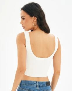Sweetheart Ruched Cropped Tank -Style Fashion Fit roddi ruched tank white back kv63199rib