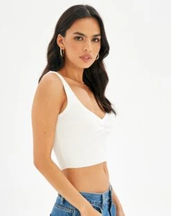 Sweetheart Ruched Cropped Tank -Style Fashion Fit roddi ruched tank white detail kv63199rib