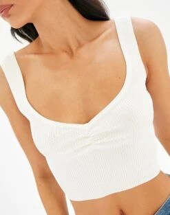Sweetheart Ruched Cropped Tank -Style Fashion Fit roddi ruched tank white imageback kv63199rib