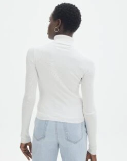 Ribbed Turtleneck Top -Style Fashion Fit roger roll neck milk back kl79039vn